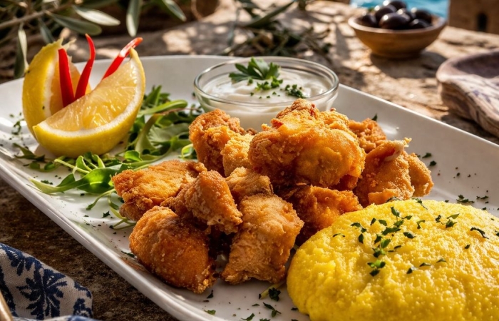 Lapti prajiti/grill cu mamaliga si mujdei