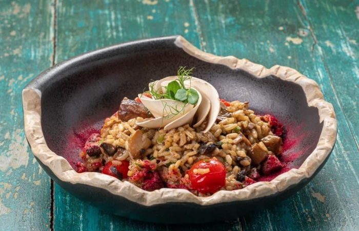 Risotto cu ciuperci si sampanie